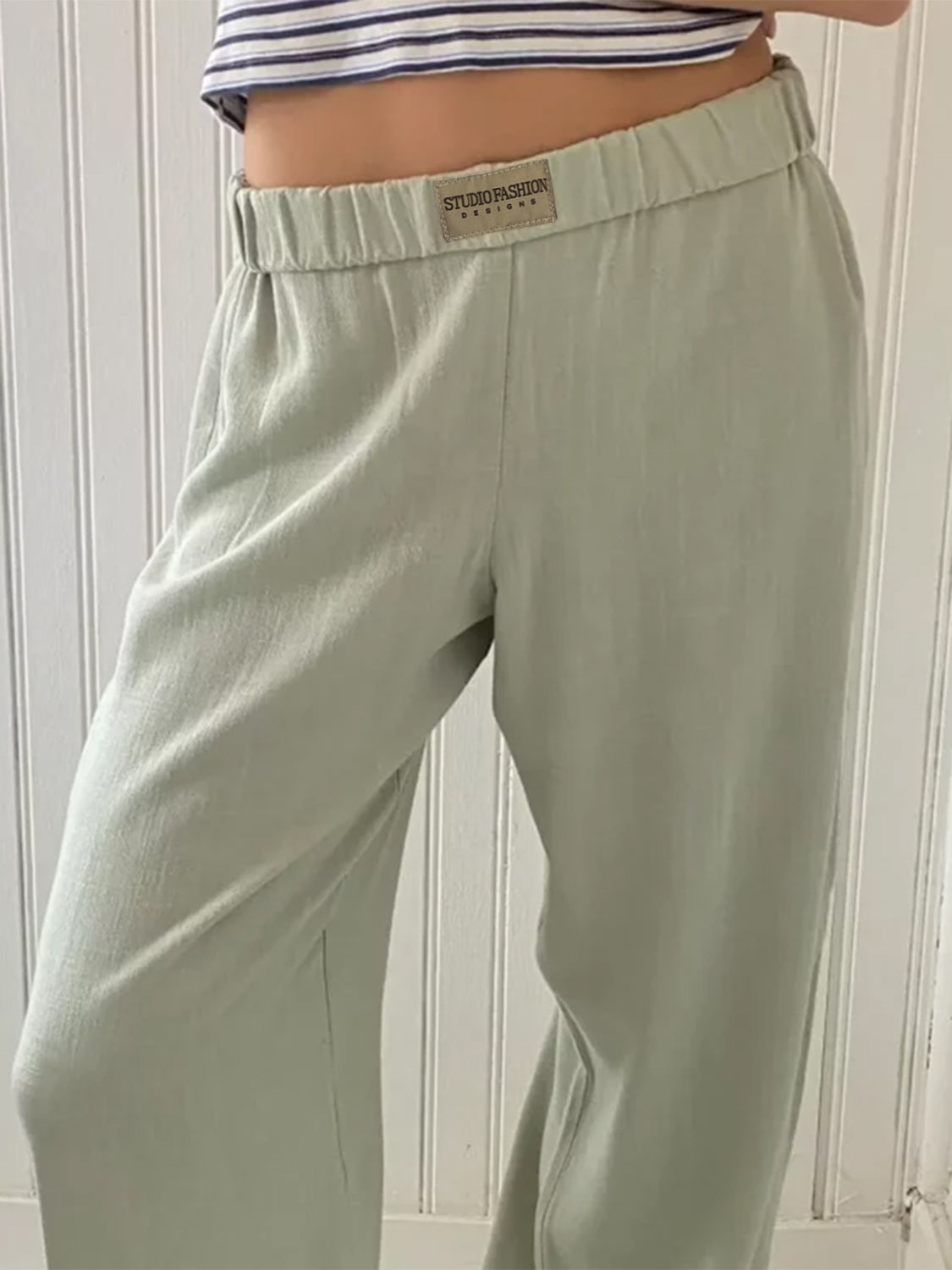 Elastic Waist Wide Leg Pants Trendsi