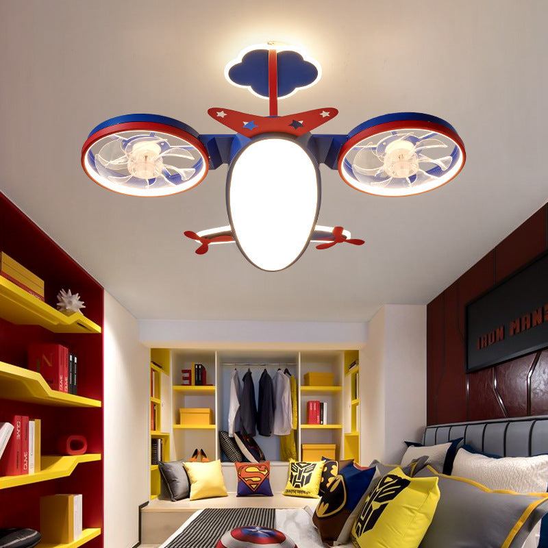 Cartoon Airplane Fan Lights In Children's Room ARZ