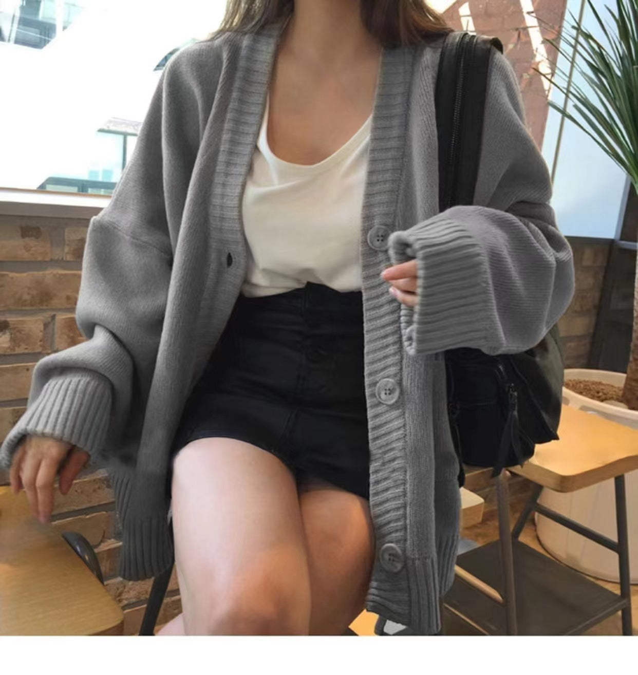 Women's Solid Color Fashion Casual Knitted Jacket ARZ