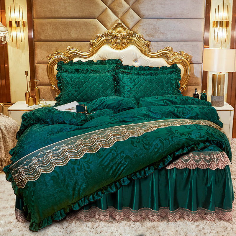 Lace Velvet Bed Skirt Four-piece Quilted ARZ