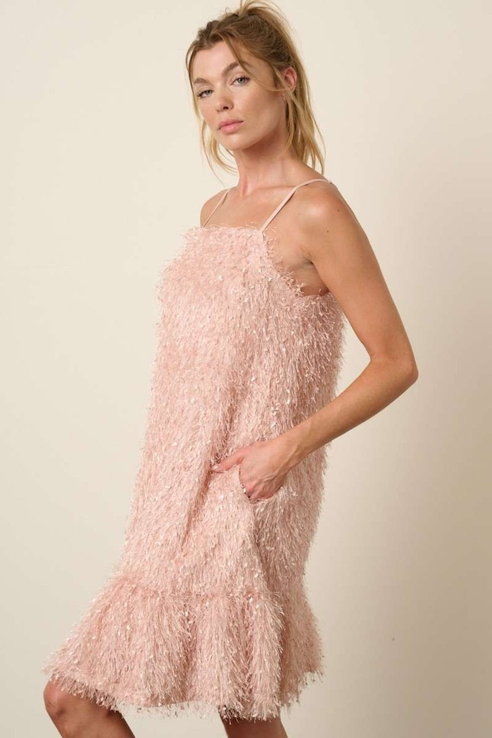 Mittoshop Feather Ruffle Hem Mini Cami Dress Trendsi