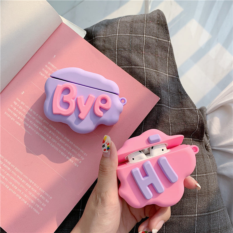 AirPod 2 Case 3D HI BYE Cloud Letter Cartoon Soft Silicone Wireless Earphone Cases For Apple Airpods Case Cute Cover ARZ