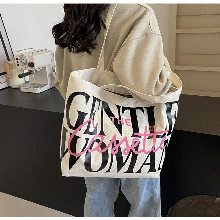 Letter Printed Totes Fashion Large Capacity Canvas Bags Women's Handbag Cute Sweet Shoulder Bag ARZ