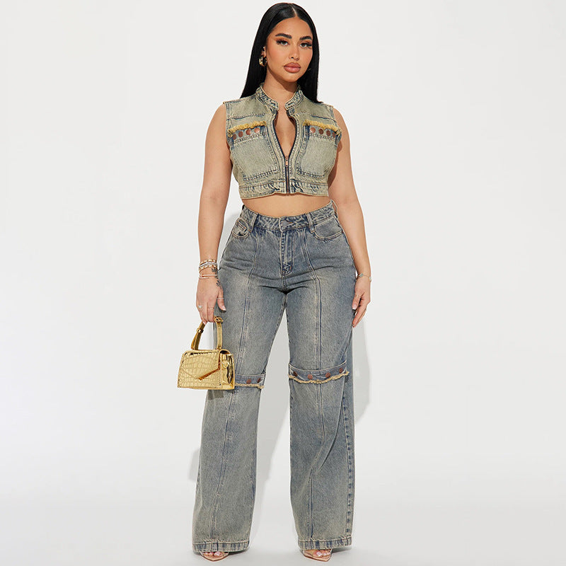 Y2k Baggy Wide Leg Jeans Women Vintage Streetwear Washed Denim Pants Grunge Basic Slouchy Trousers ARZ