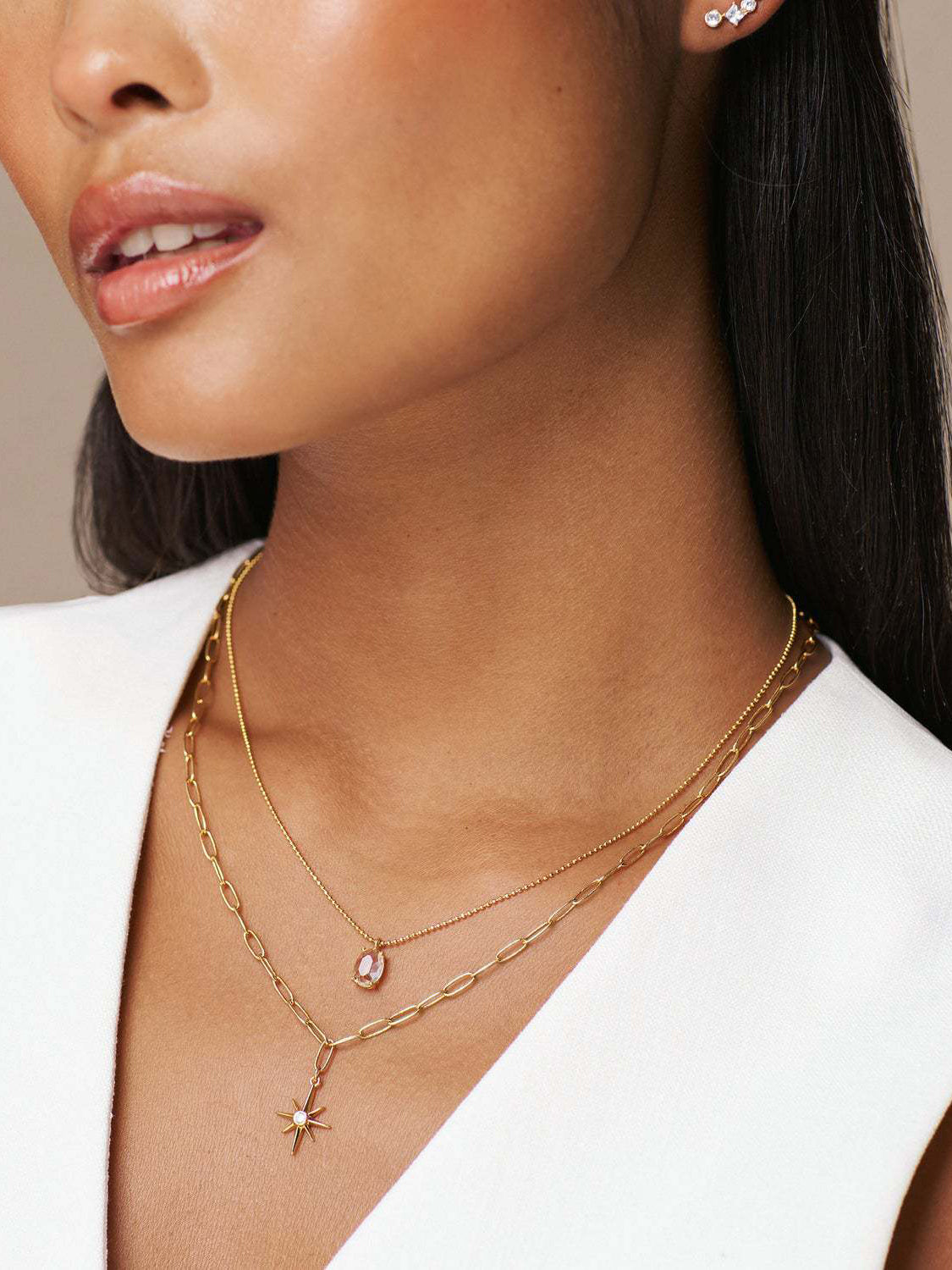 14K Gold-Plated Copper Zircon Pendant Necklace Trendsi