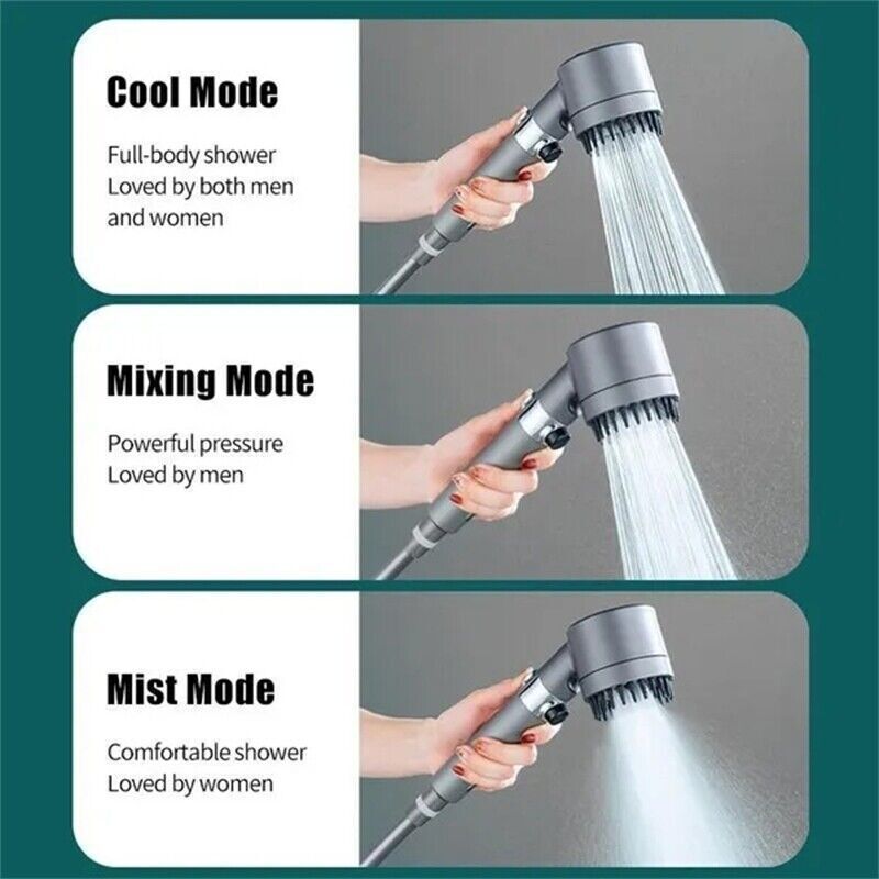 3 Modes Shower Head With Filter High Pressure Water Saving Massage Body Scalp ARZ