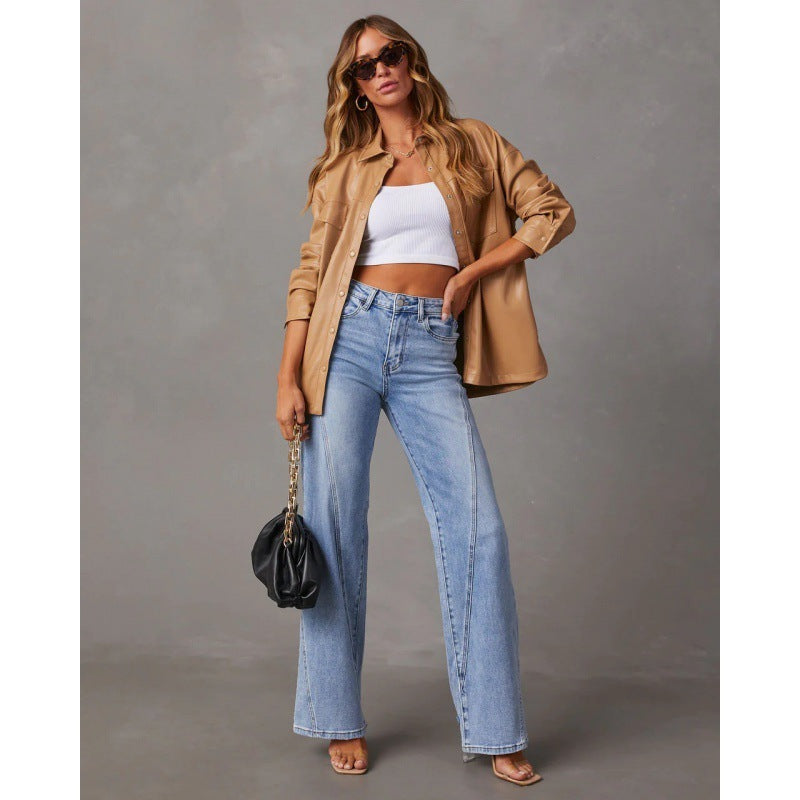 Casual Patchwork Women's Wide Leg Jeans ARZ