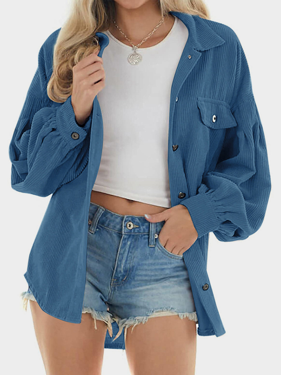 Mandy Button Up Collared Neck Long Sleeve Shirt Trendsi