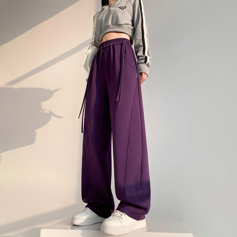 American Multi-color Straight Wide Leg Banana Pants High Waist Casual ARZ