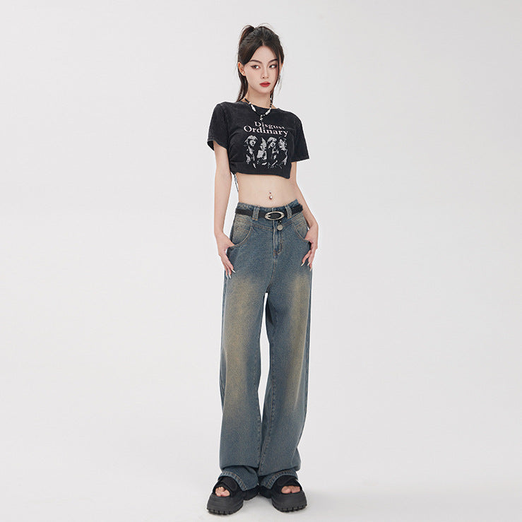 Retro Starry Sky Pattern Women's Loose Fitting Jeans ARZ