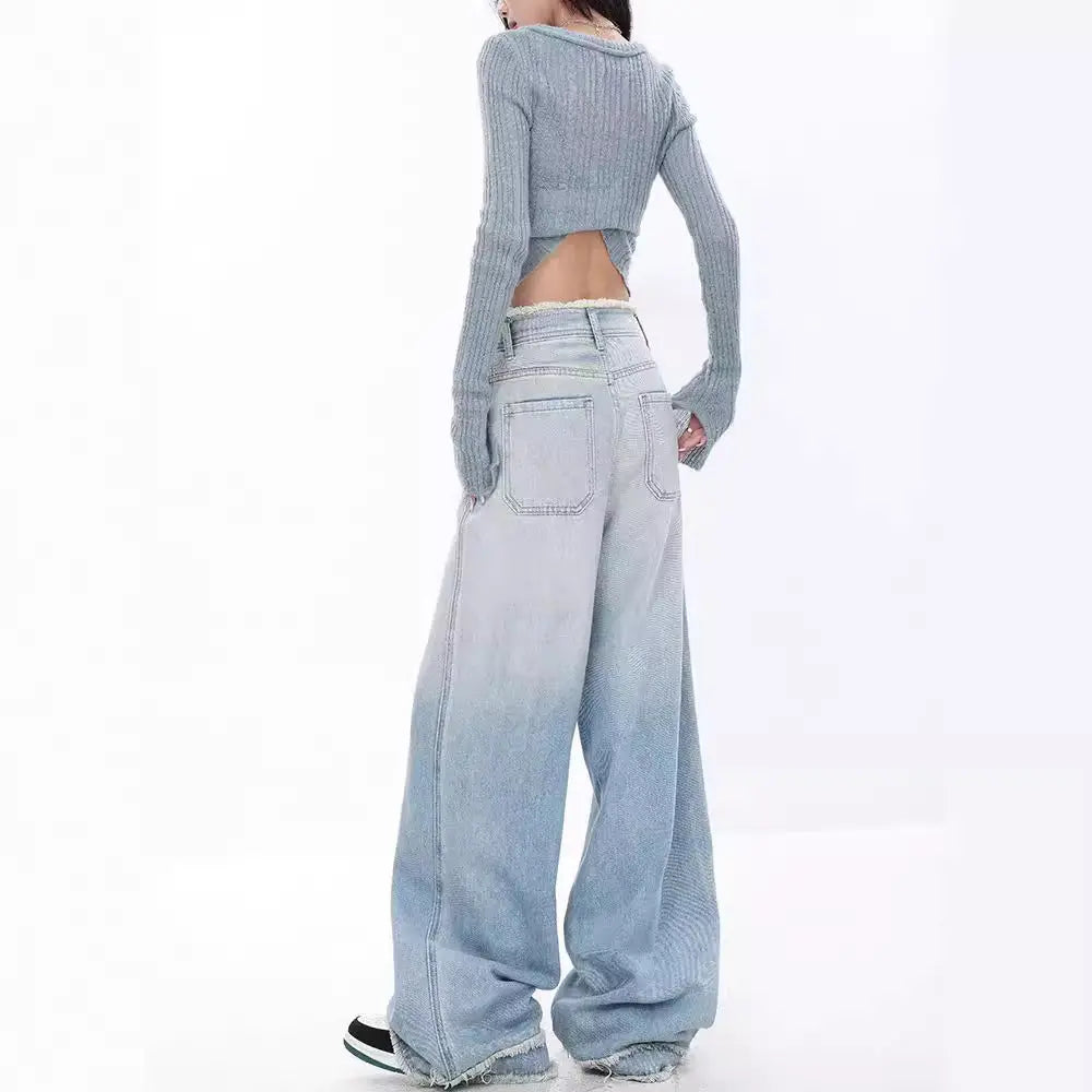 Women's Wide-leg Jeans Loose High Waist Drooping ARZ