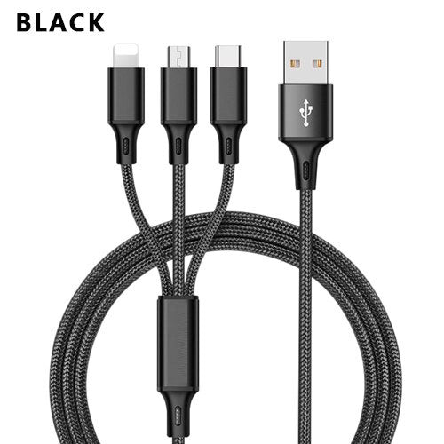 3 In 1 USB Cable For 'IPhone XS Max XR X 8 7 Charging Charger Micro USB Cable For Android USB TypeC Mobile Phone Cables ARZ