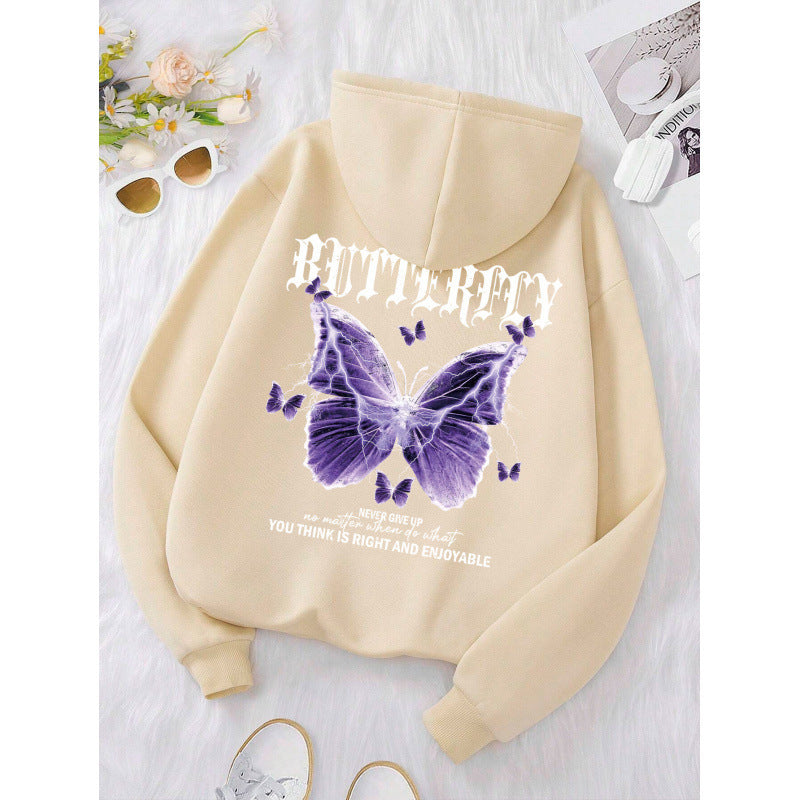 Purple Butterfly Sports Hooded Top Women's Sweater ARZ