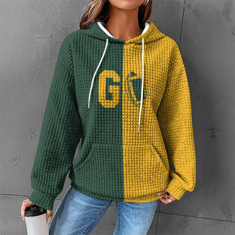 Waffle Sweater Hooded Sweaters Women's Clothing ARZ