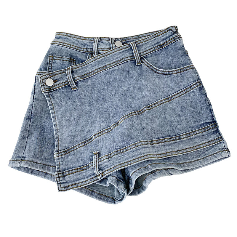 Irregular Denim Sheath Half-length Pants Casual Shorts ARZ