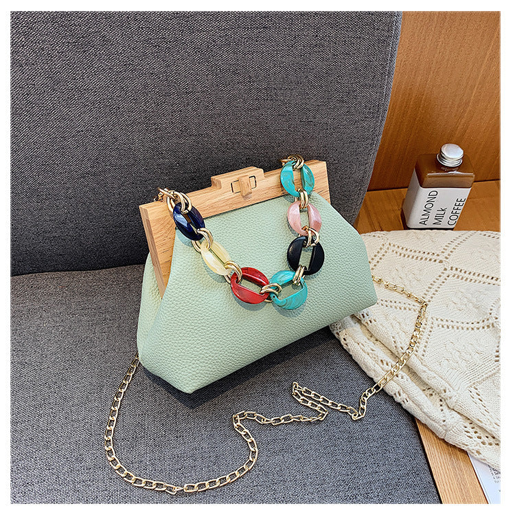 Wooden Clip Bag Autumn And Winter New Female Bag ARZ