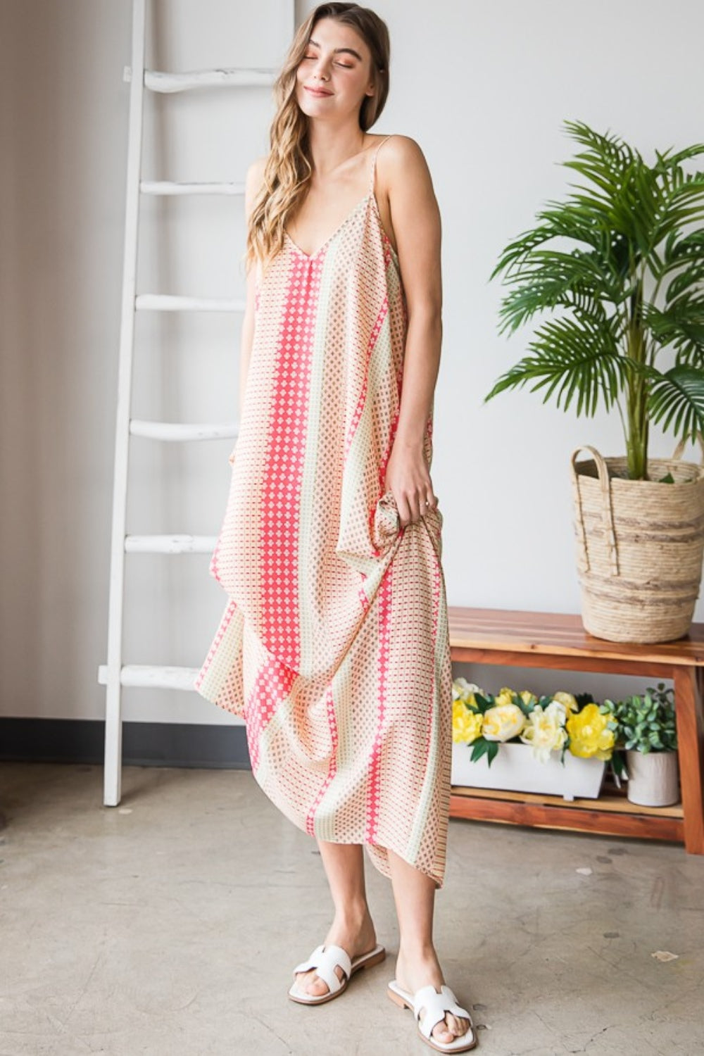 Heimish Printed Maxi Cami Dress with Pockets Trendsi