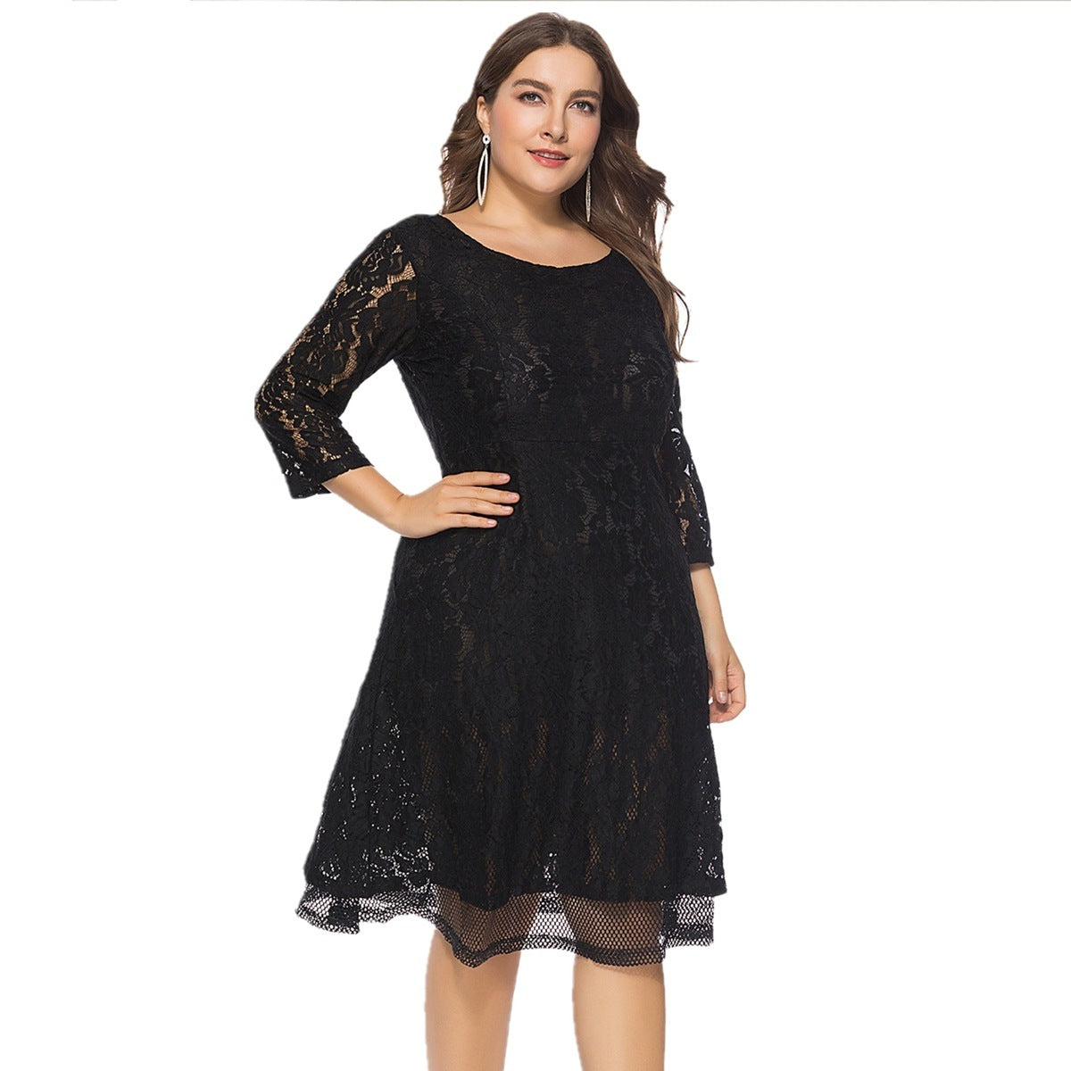 European And American Round Neck Lace Dress ARZ