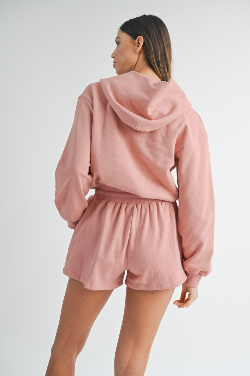 MABLE French Terry Hooded Romper Trendsi