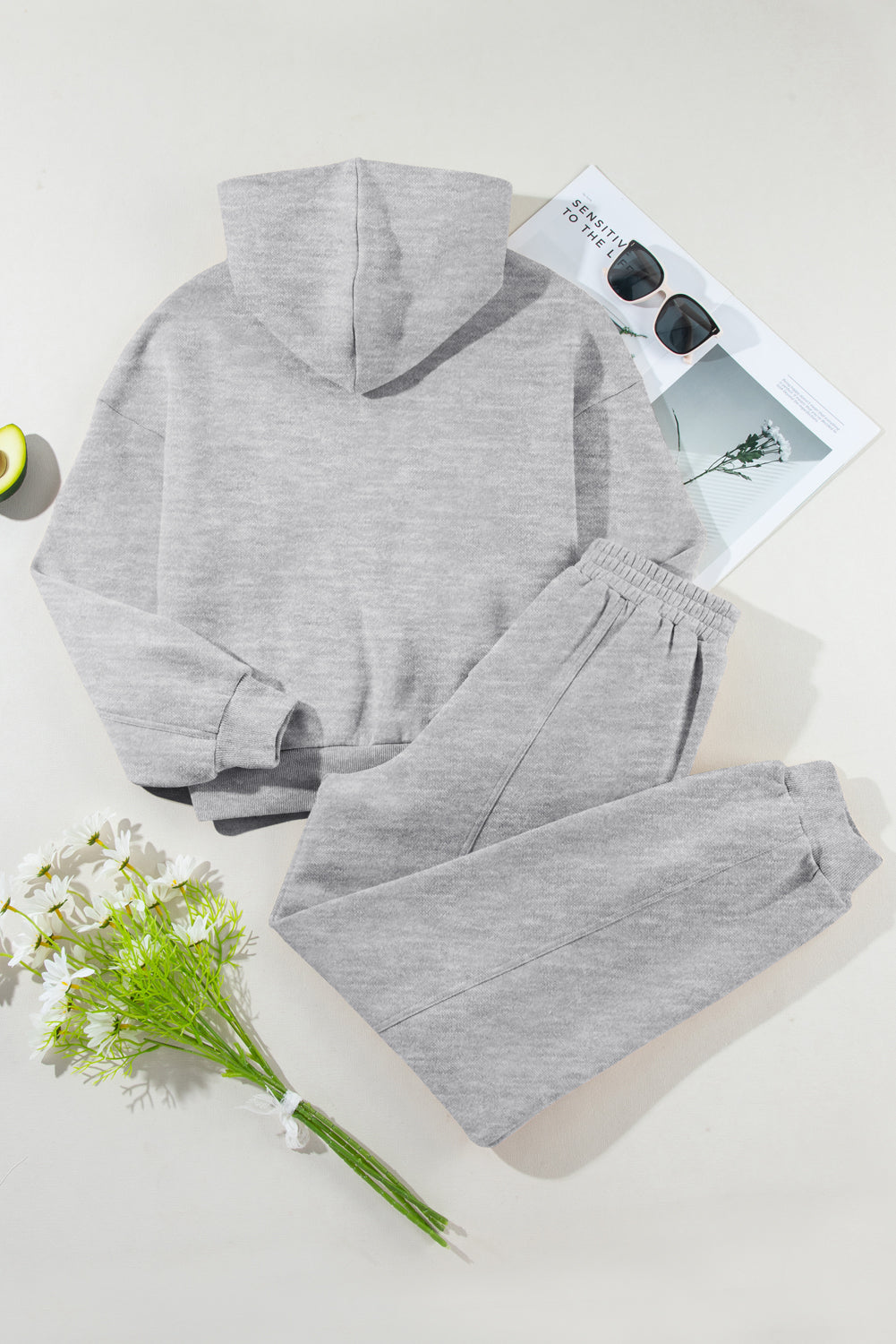 Dropped Shoulder Long Sleeve Hoodie and Pants Active Set Trendsi