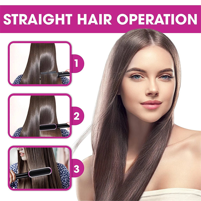 New 2 In 1 Hair Straightener Hot Comb Negative Ion Curling Tong Dual-purpose Electric Hair Brush ARZ