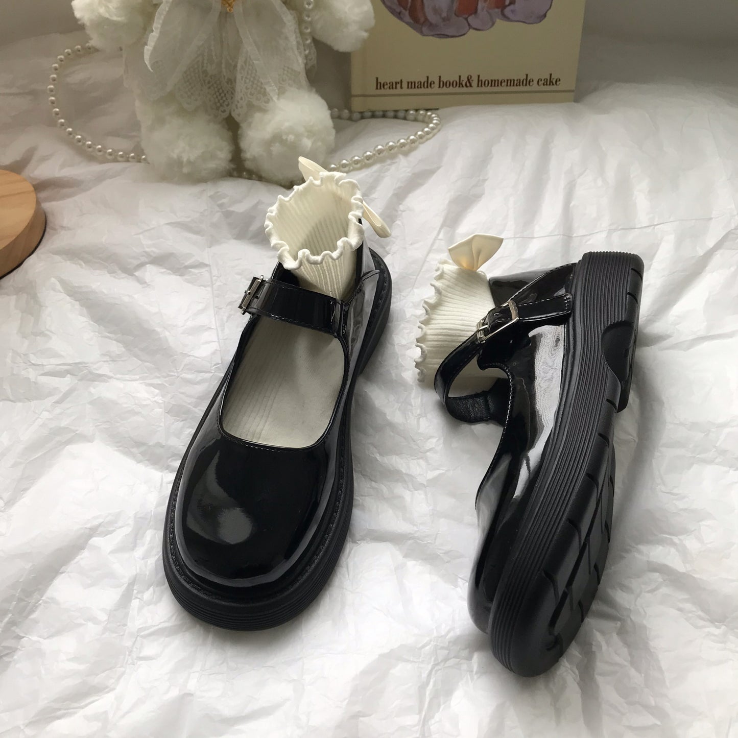 Black Retro English Style Small Leather Shoes Female Fairy Line With Mary Jane ARZ