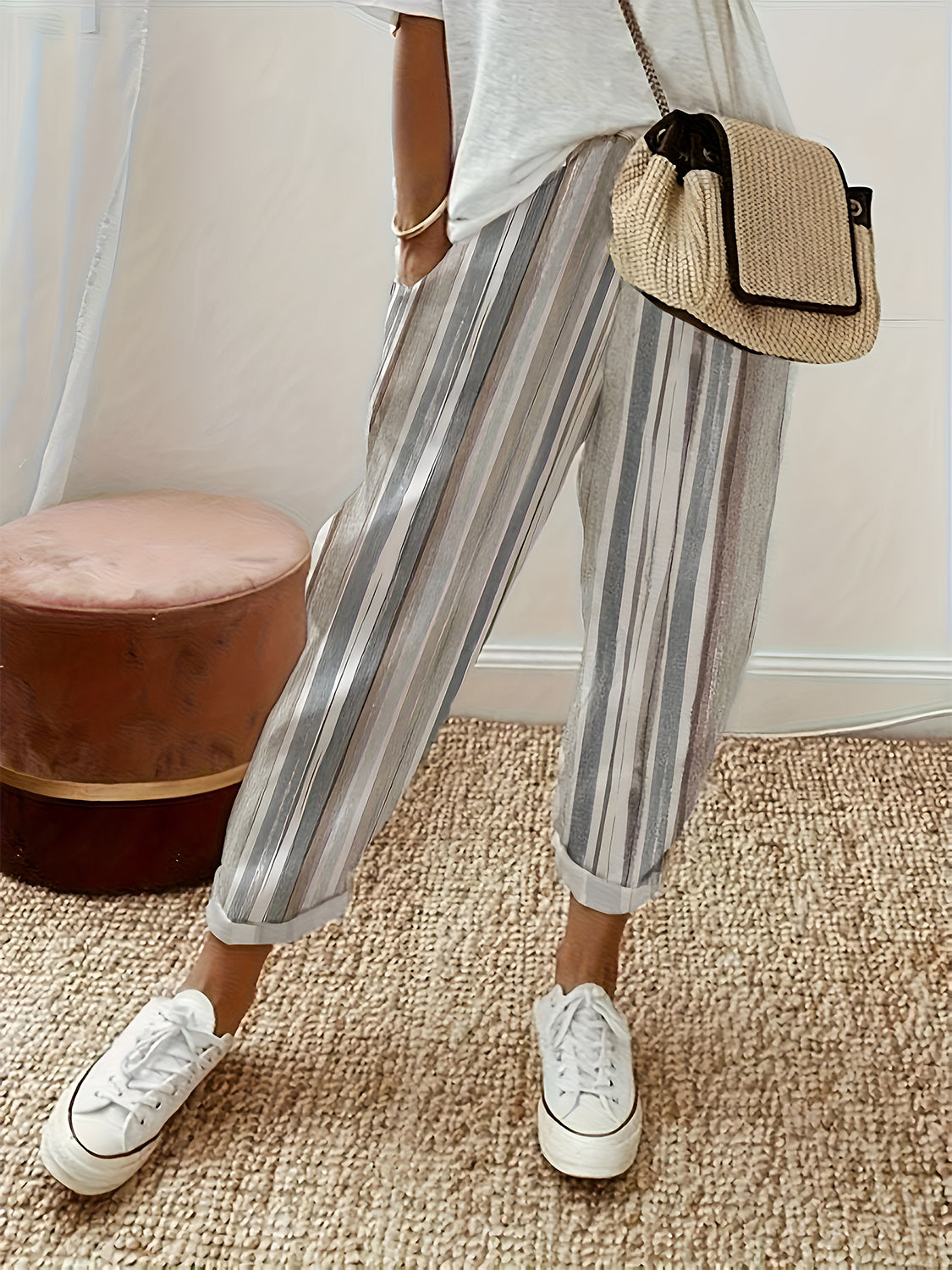 Stylish Striped Pants with Pockets for Everyday Wear Trendsi