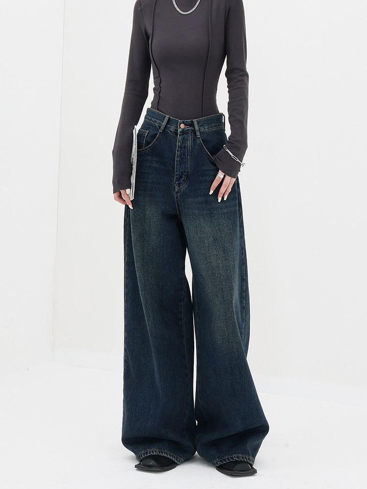 Women's American-style Retro Dark Straight Jeans ARZ