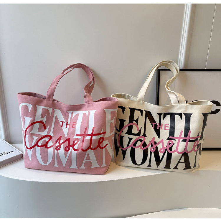 Letter Printed Totes Fashion Large Capacity Canvas Bags Women's Handbag Cute Sweet Shoulder Bag ARZ