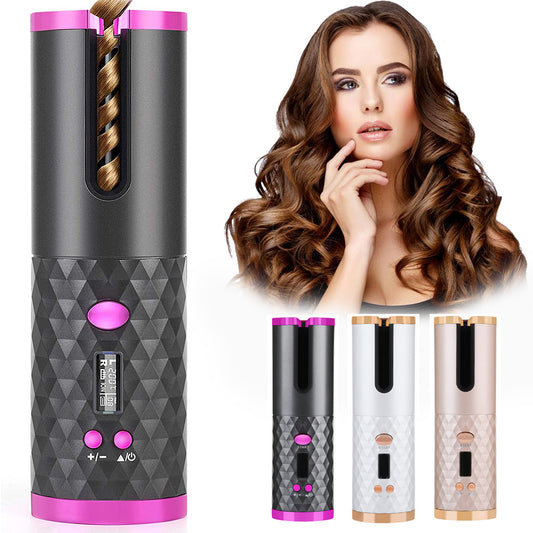 Rechargeable Automatic Hair Curler Women Portable Hair Curling Iron LCD Display Ceramic Curly Rotating Curling Wave Styer ARZ