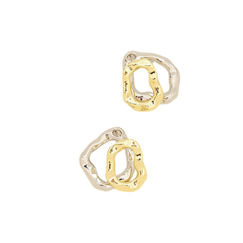 Irregular Twisted Ring Two-tone Shaped Temperament Affordable Luxury Fashion Earrings ARZ