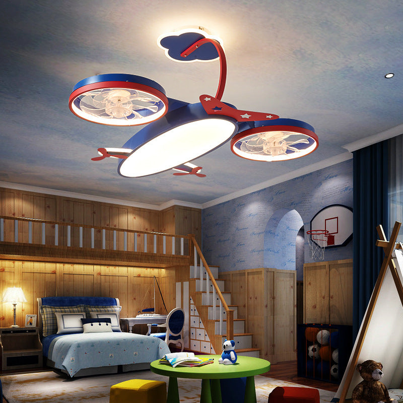 Cartoon Airplane Fan Lights In Children's Room ARZ