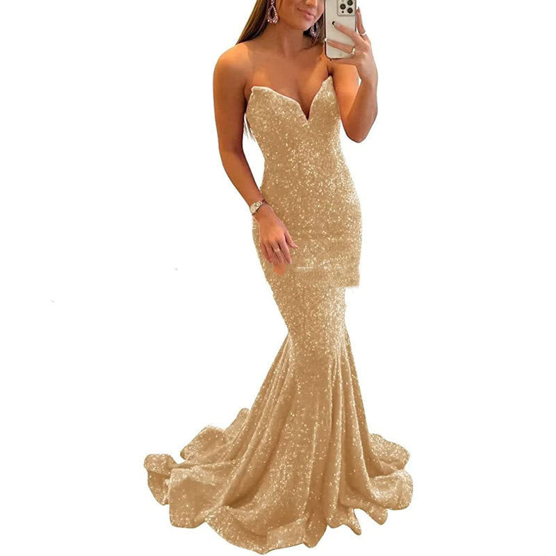 Sequin Evening Dresses For Women Formal Sexy Long Prom Party Gowns ARZ