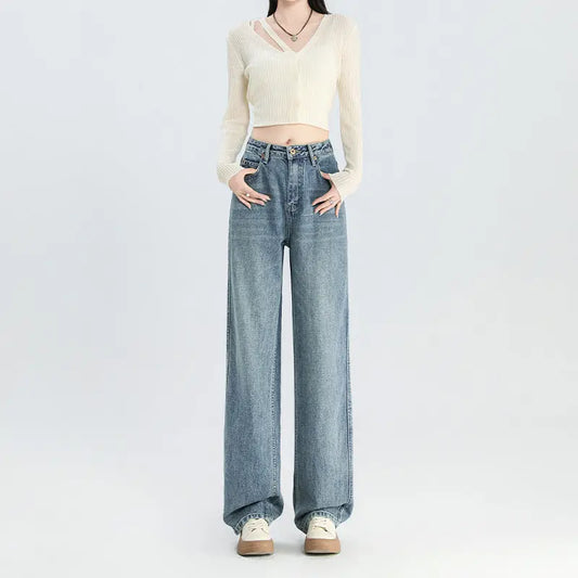 Women's Fashion Wide-leg Retro Straight-leg Pants ARZ