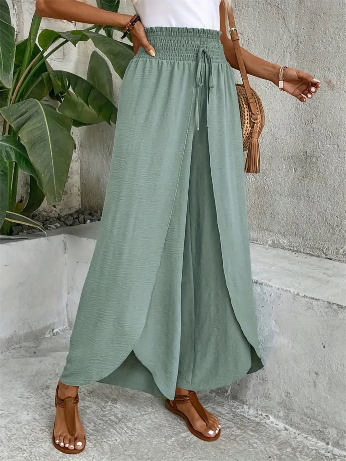 Tied High Waist Wide Leg Pants Trendsi