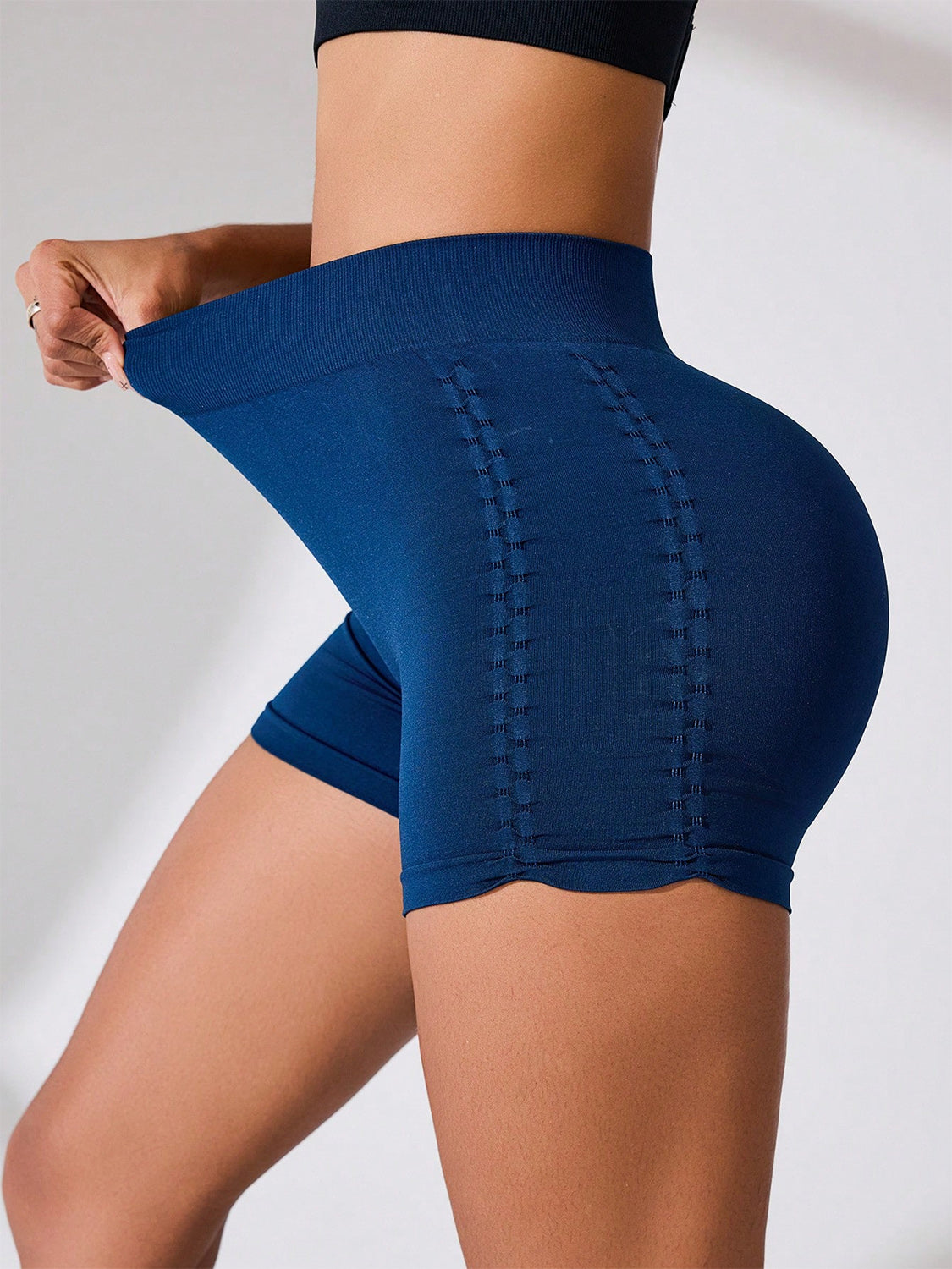 Side Ruched High Rise Active Shorts Trendsi