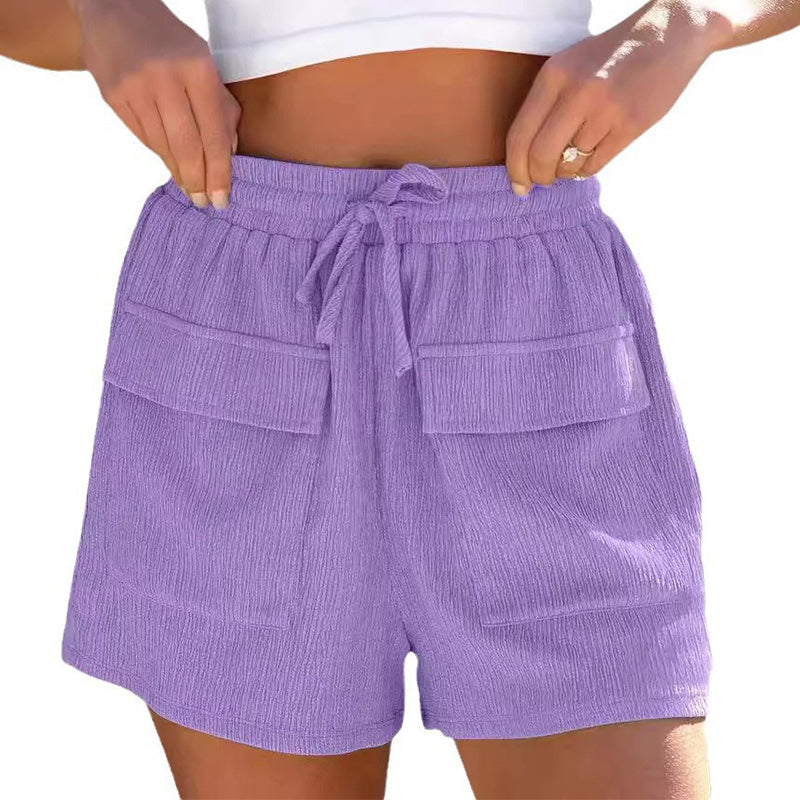 Summer Drawstring Shorts With Pockets Casual Sports Pants Womens Clothing ARZ