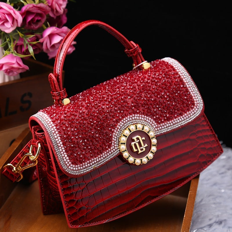 Fashion New Patent Leather Diamond Portable Shoulder Bag ARZ