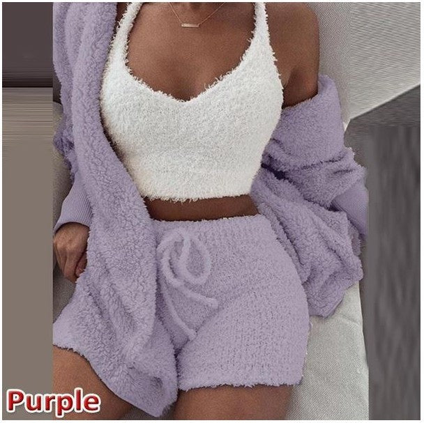 3 Pieces Of Fashionable Ladies Plush Home Clothes ARZ