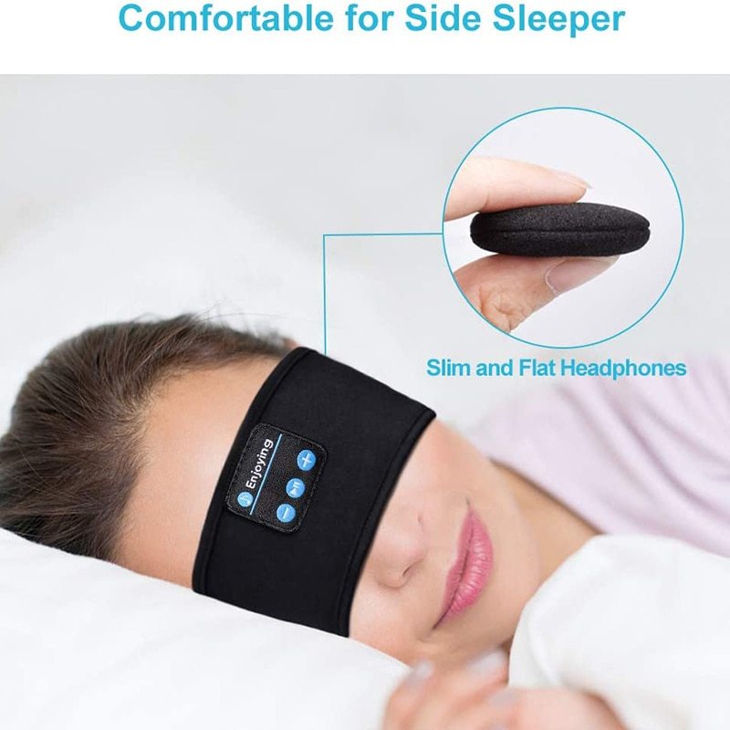 Wireless Bluetooth Sleeping Headphones Headband Thin Soft Elastic Comfortable Music Ear Phones Eye Mask For Side Sleeper Sports ARZ