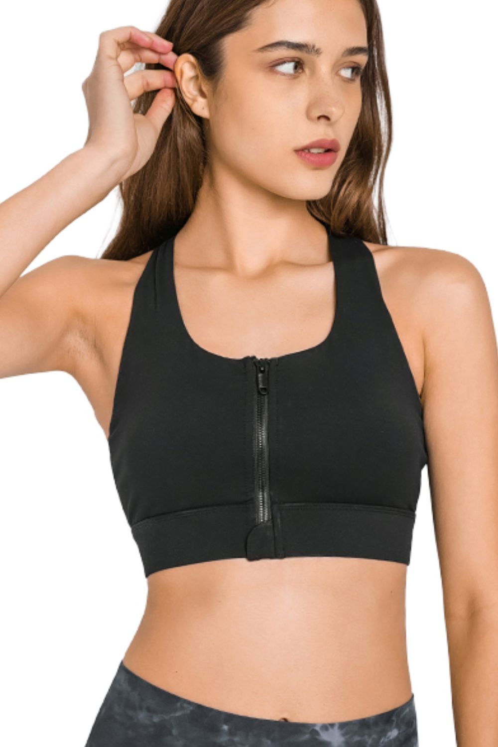 Millennia Zip Up Racerback Sports Bra Trendsi