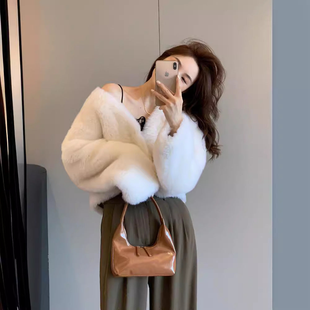 Women's V-neck Korean-style Fur Coat ARZ