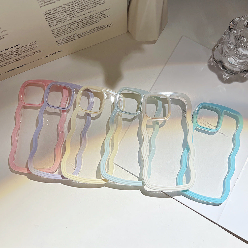 Wave Border Mobile Phone Case Solid Color Simple Candy Color ARZ