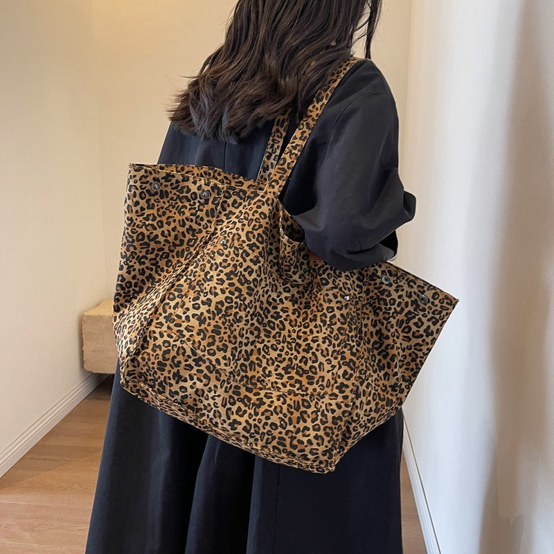 Large Capacity Leopard Print Canvas Tote Bag ARZ