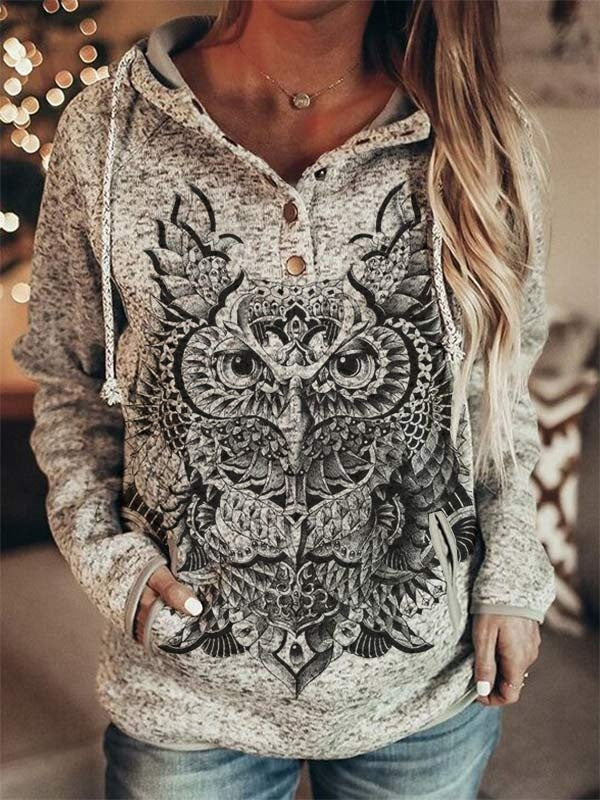 Autumn And Winter Gray Printing Women's Sweater ARZ