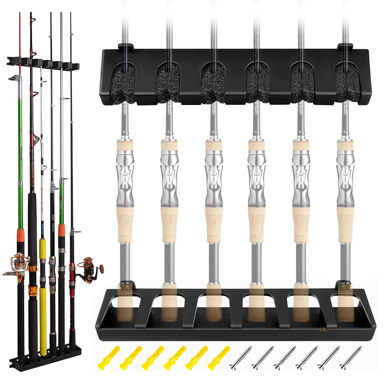 Fishing Rod Rack Vertical Holder Horizontal Wall Mount Boat Pole Stand Storage ARZ