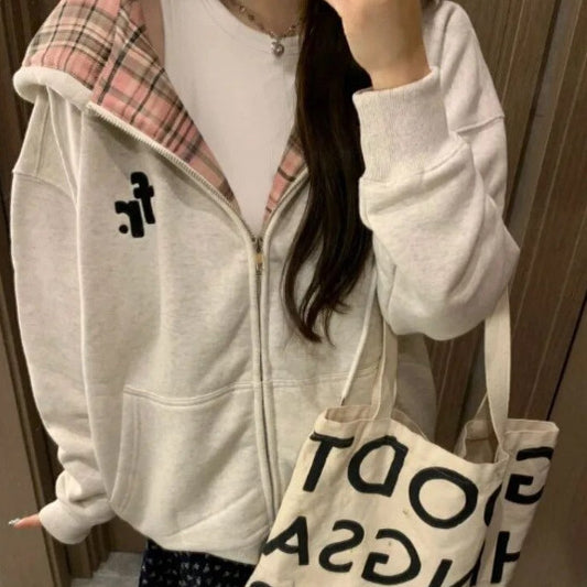 Women's Hooded Sweater Lazy Baggy Coat Thickened Fleece-lined Hoodie ARZ