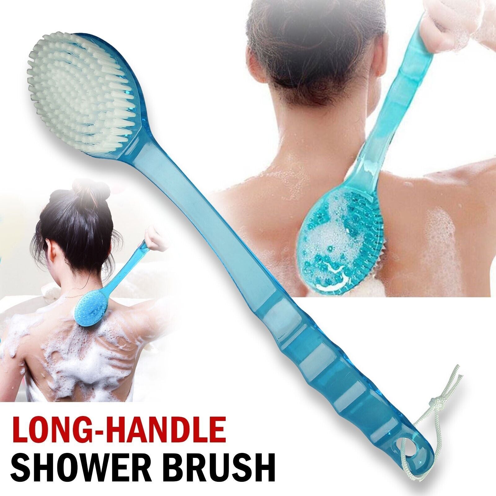 Back Body Shower BrushLong Handle Exfoliating Skin Spa Bath Soft Scrubber Clean ARZ