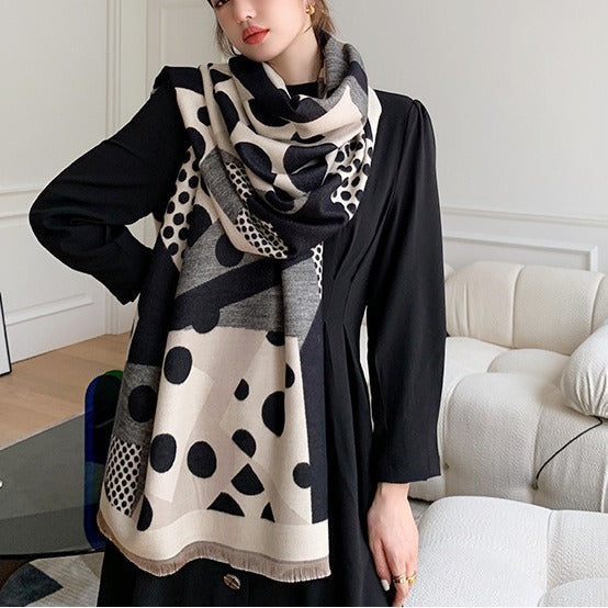 Casual Polka Dot Artificial Cashmere Warm Printing Long Scarf Shawl ARZ