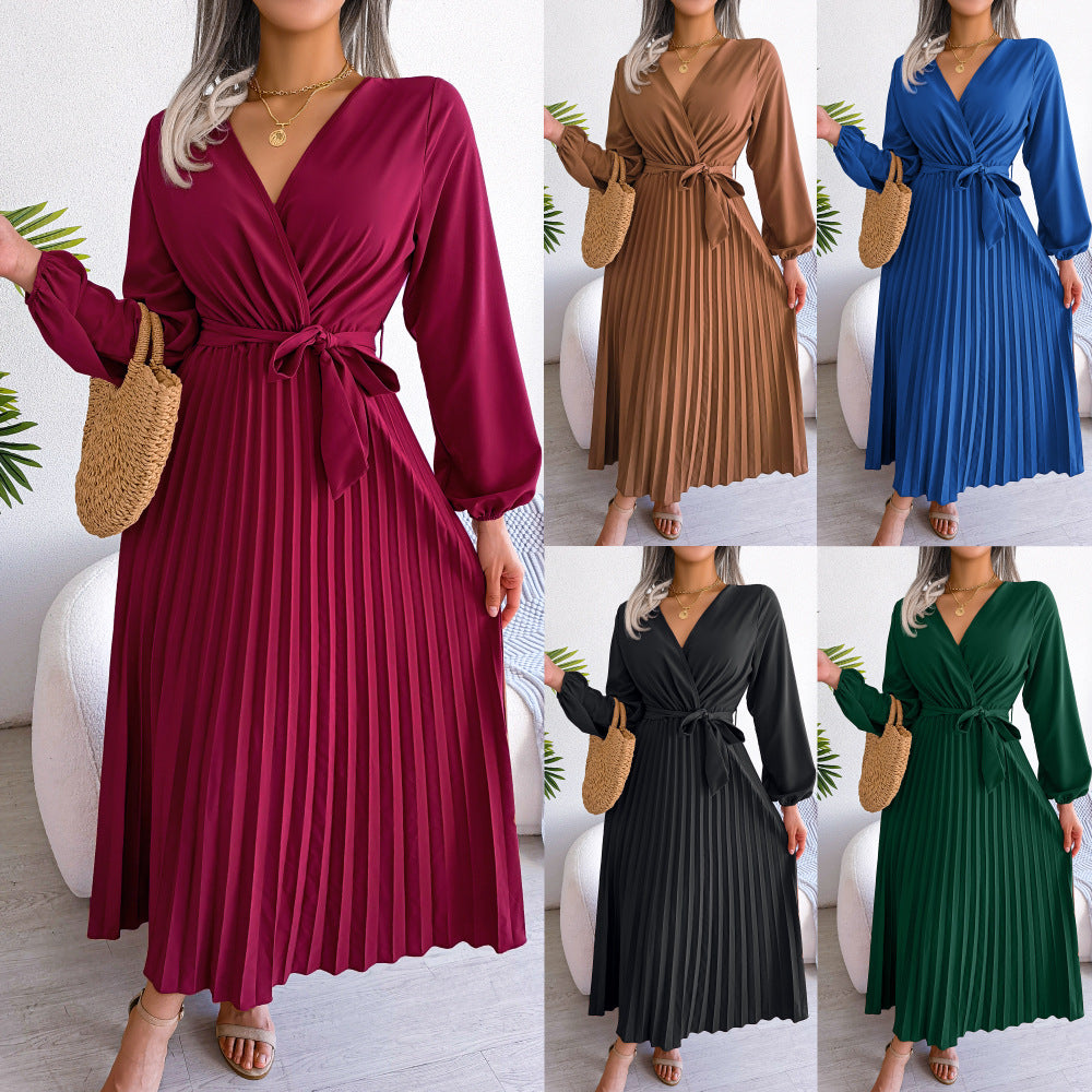 Fashion Elegant Cross Pleated Maxi Dress ARZ